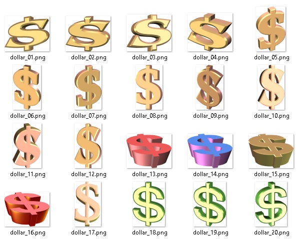 3D Dollar Signs Graphics